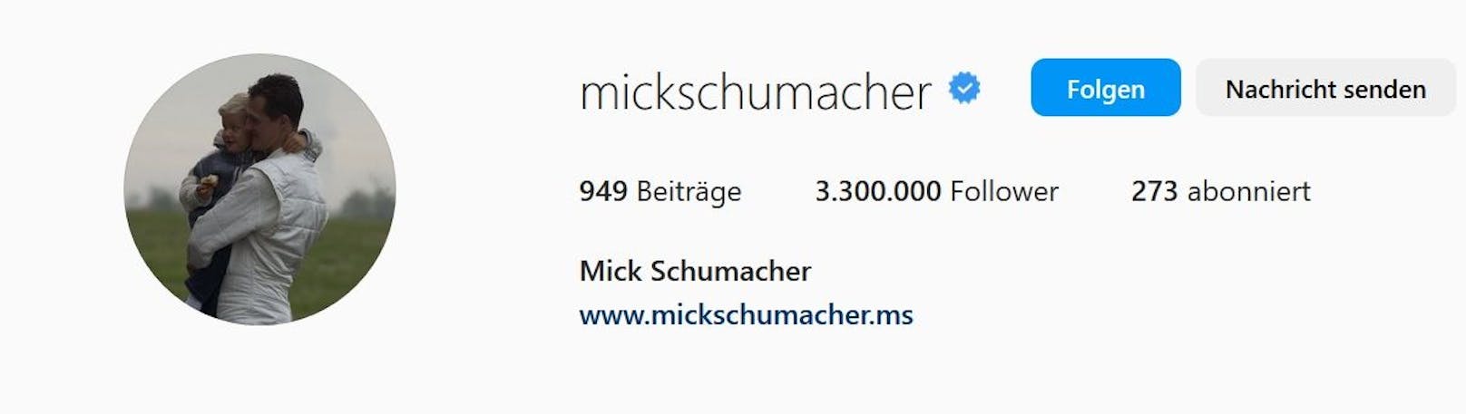 Mick Schumacher ändert sein Instagram-Profilbild. 