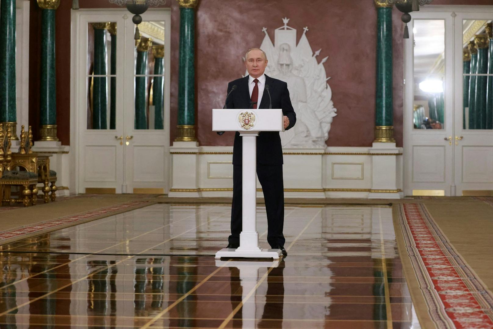 Russlands Präsident Wladimir Putin während einer Pressekonferenz in Moskau am 22. Dezember 2022.