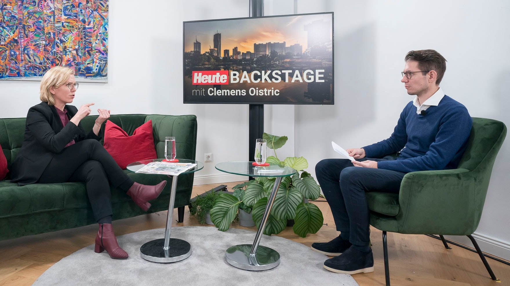 Leonore Gewessler im Talk mit Clemens Oistric (<em>"Heute"</em>)