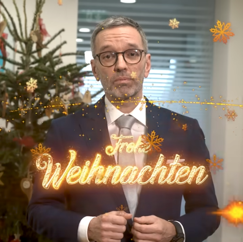 Herbert Kickl während seiner Weihnachtsansprache am 24. Dezember 2022.
