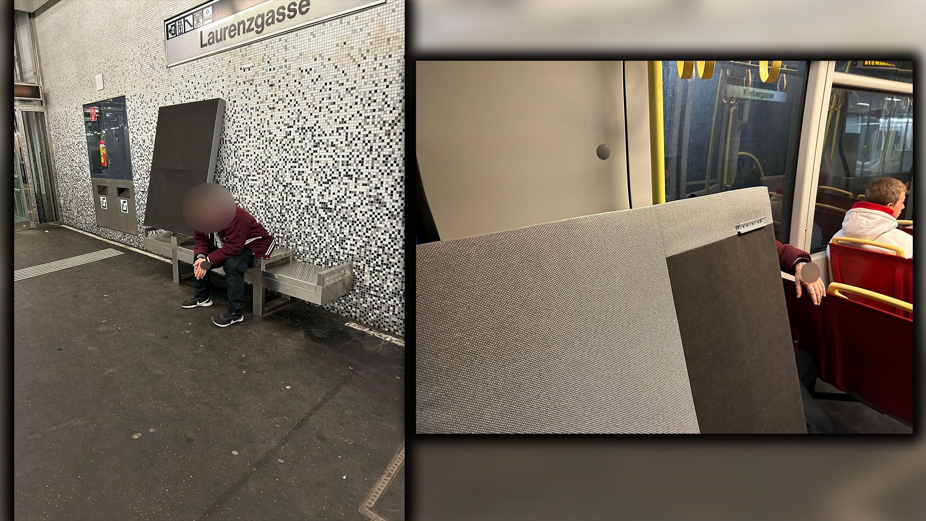 Auf dem Kopf trug er das Betteil auf die Station, danach stelle er es ab.