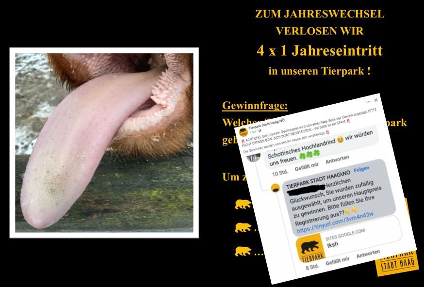Das Gewinnspiel vom Tierpark Haag auf Facebook wurde gehakt.