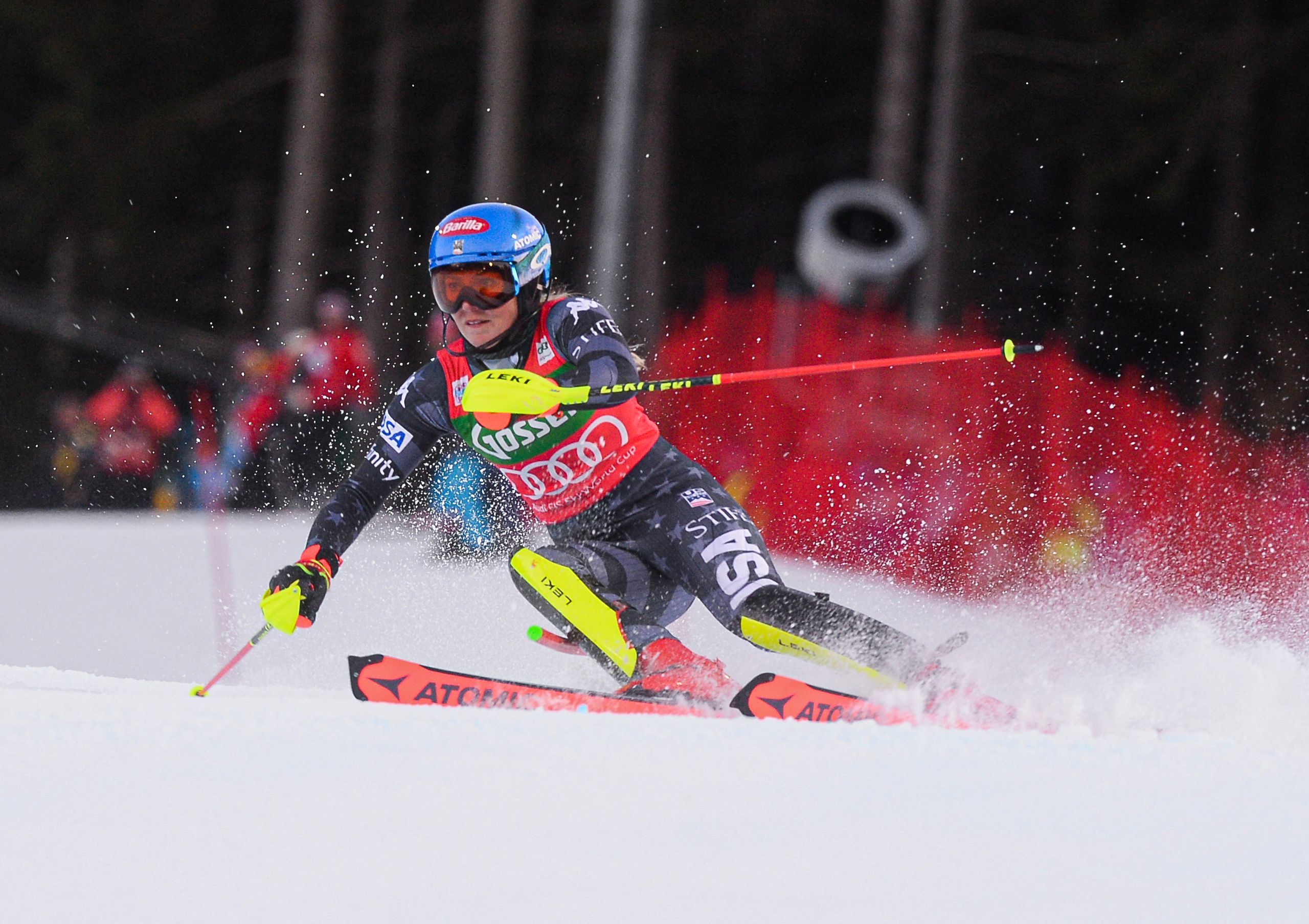 Mikaela Shiffrin im Flutlicht-Slalom am Semmering. 