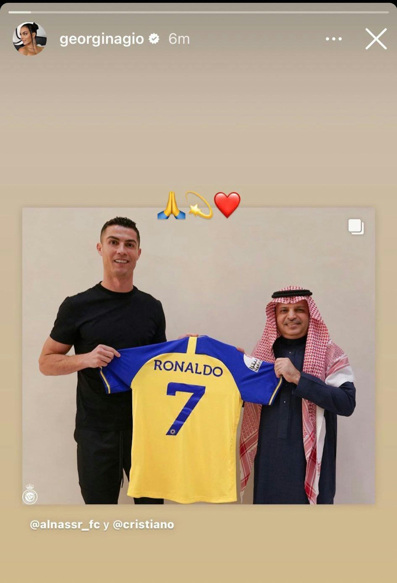 Georgina Rodriguez reagiert auf die Unterschrift von Cristiano Ronaldo in Saudi-Arabien. 