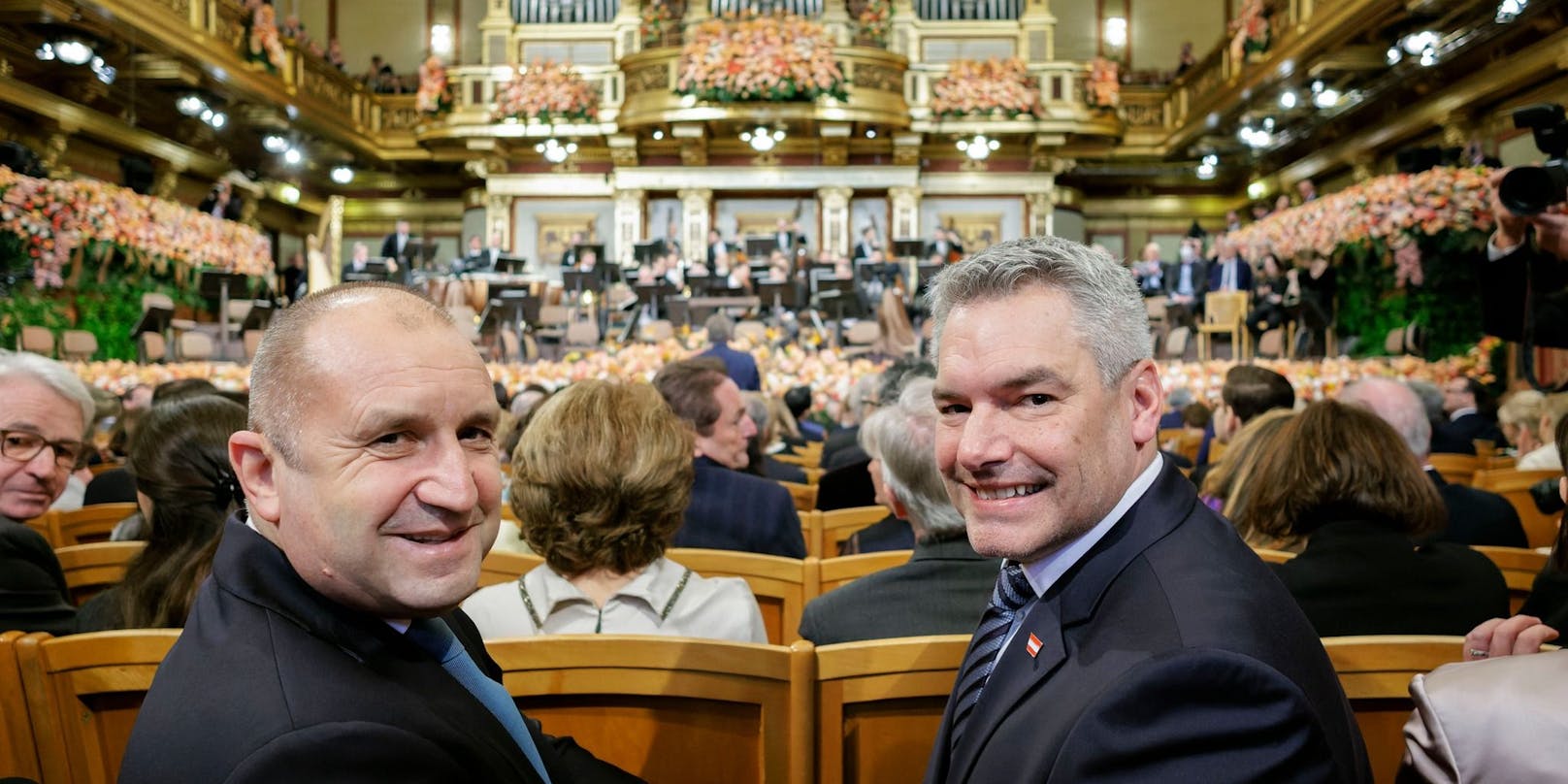 Bundeskanzler Karl Nehammer und der bulgarische Präsident Rumen Radew.