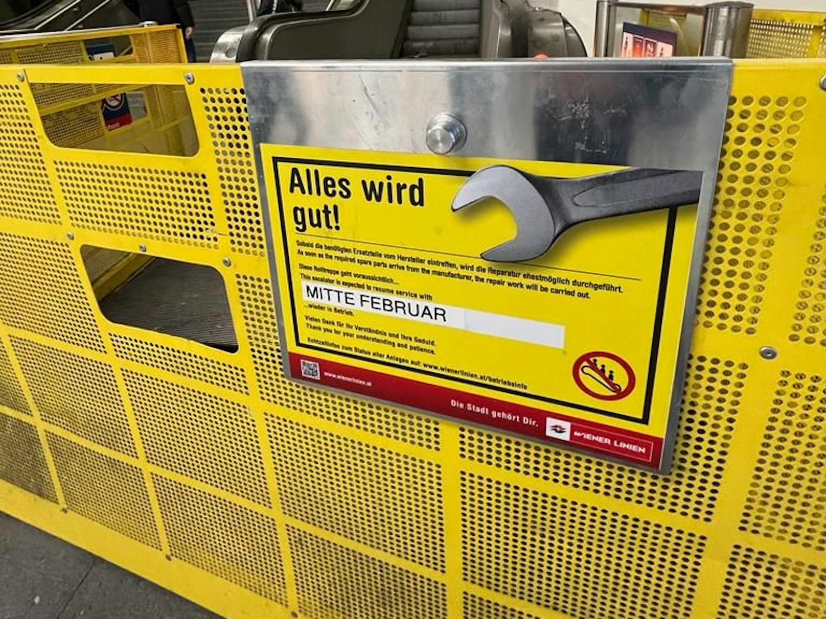 Die Nutzer dieser Rolltreppe in der U-Bahn-Station Praterstern müssen sich in Geduld üben: Seit Monaten ist sie außer Betrieb.