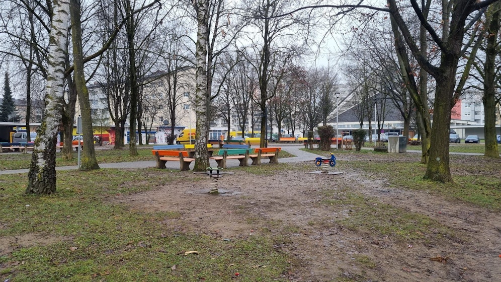 Im Stadtpark in Haid sollen die beiden Täter dem 37-Jährigen überfallen haben. Die Polizei bittet um Hinweise.