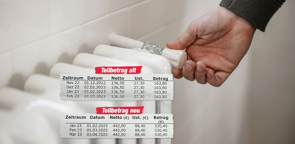 In einem Brief vom November wurden einem Pensionisten in Oberösterreich noch 160 Euro Gaspreis pro Monat vorausgesagt. In einem weiteren Schrieben am 28. Dezember ist der Preis pro Monat auf rund 530 Euro gestiegen.