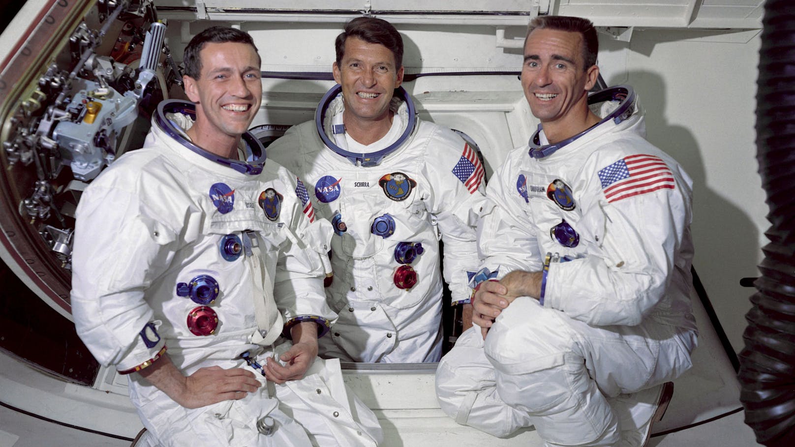 Das Team der&nbsp;Apollo 7-Mission 1968:&nbsp;Don F. Eisele, Commander Walter M. Schirra Jr. und Walter Cunningham