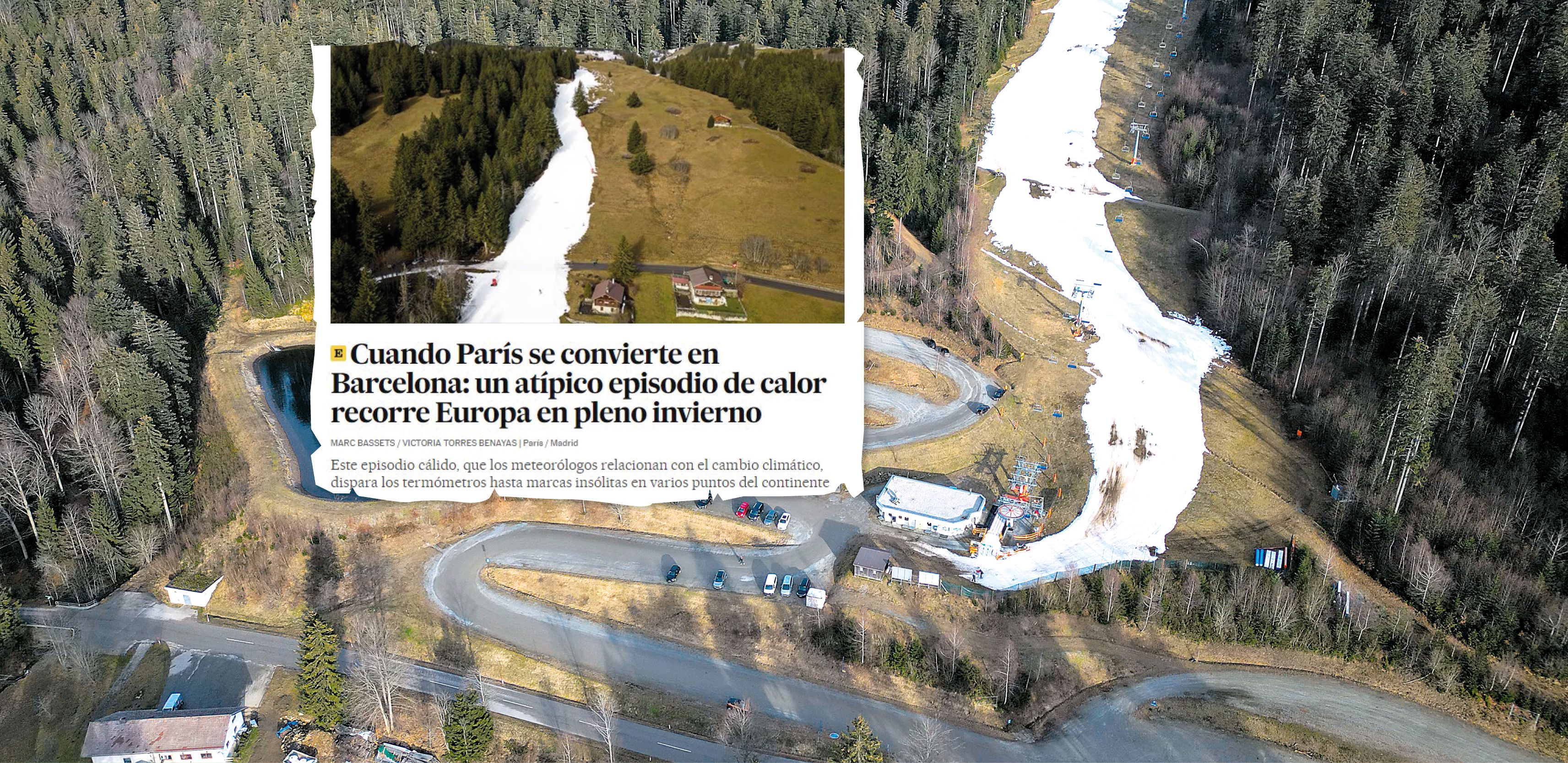 "Wenn Paris aussieht wie Barcelona" schreibt die spanische El Pais. Die Zeitung berichtet über die ungewöhnliche Wärmeperiode, zeigt ein Foto der dünnen Schneestreifen aus den Bergen. Auch am Hochficht im Mühlviertel sieht es derzeit so aus. Der Betrieb ist nur mehr zum Teil möglich.