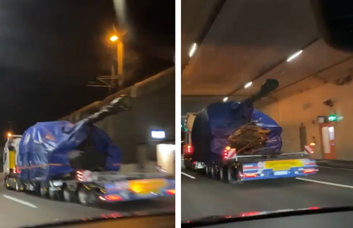 Panzerhaubitzen aus Italien auf A2 – hier fährt Konvoi