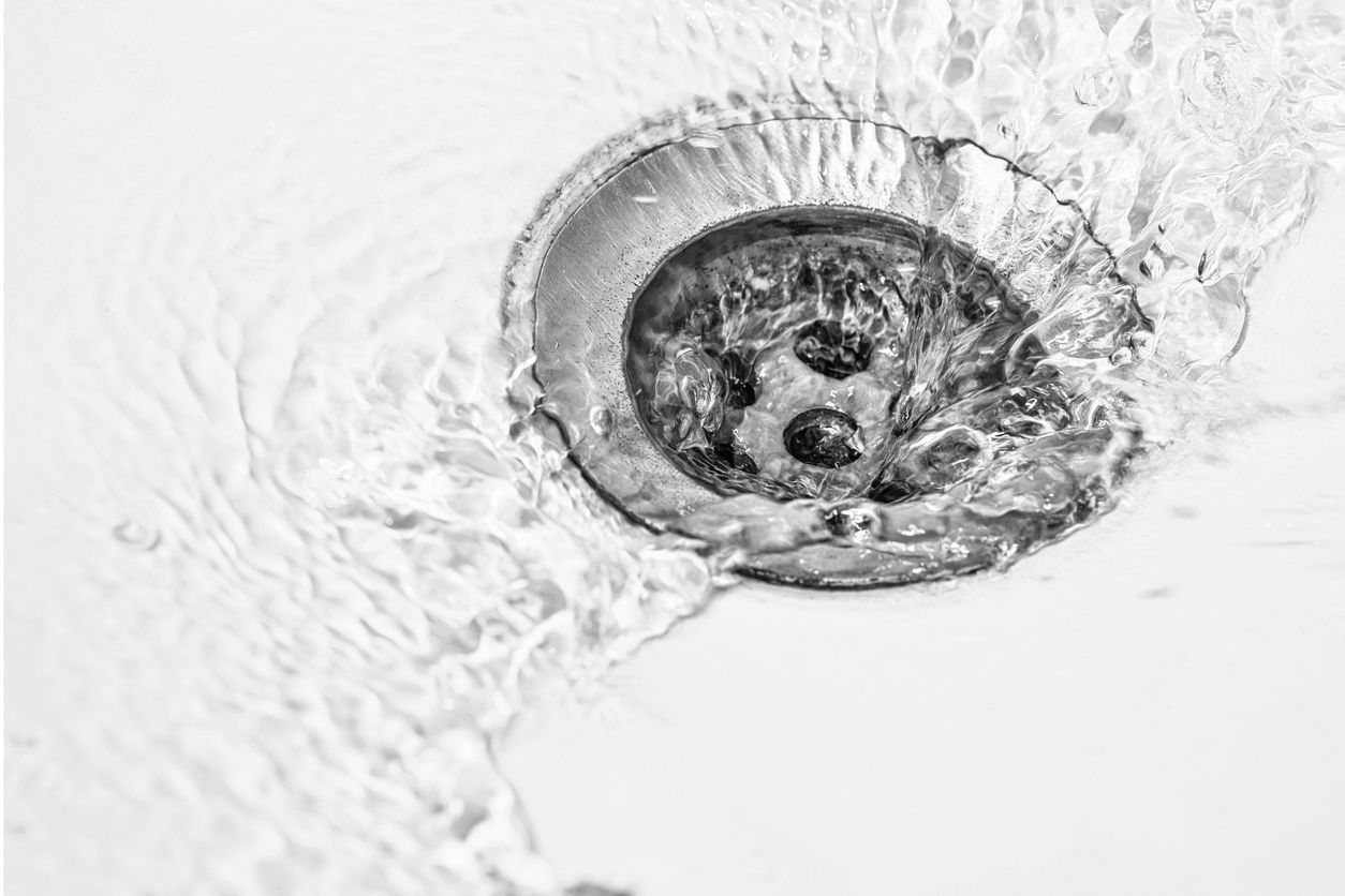 water draining in washbasin