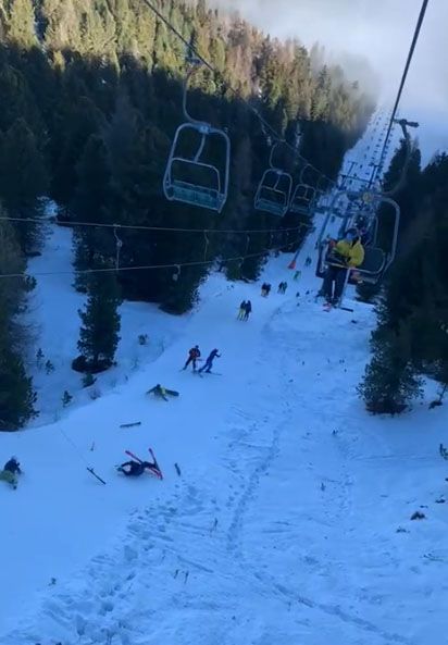 Ein Screenshot aus dem viralen Clip des Snowboarders.