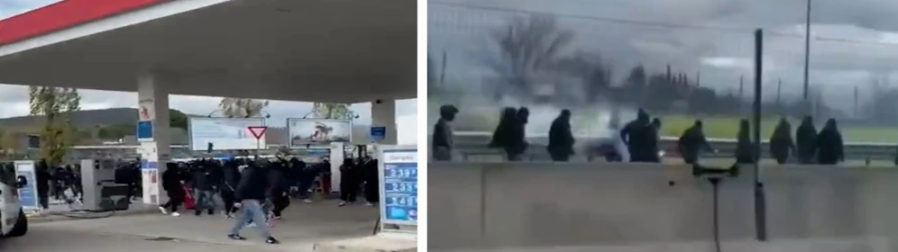 Fußballfans prügelten sich in Italien auf der Autobahn.