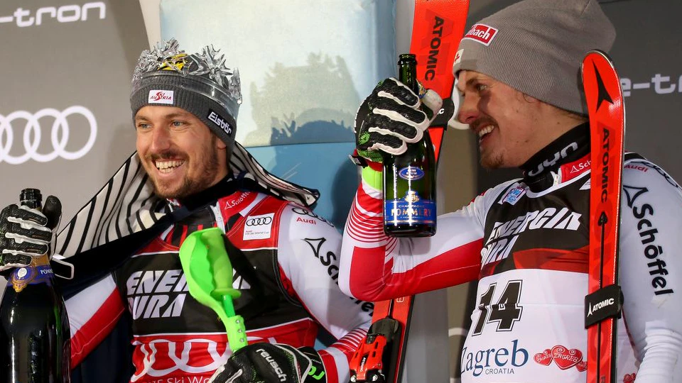 Marcel Hirscher und Manuel Feller.