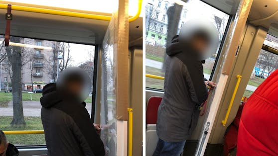 Ein Fahrgast nahm am Mittwochnachmittag eine zwei Meter hohe Türe mit in die Straßenbahn.