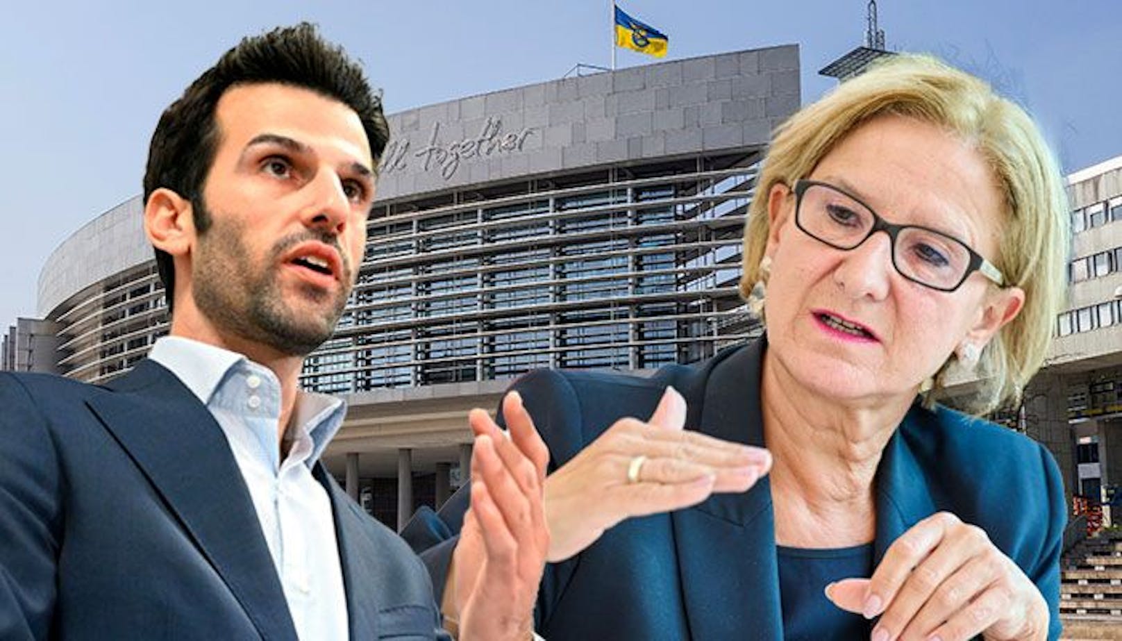 FPÖ-Spitzenkandidat Udo Landbauer und die amtierende Landeshauptfrau von Niederösterreich, Johanna Mikl-Leitner (ÖVP)