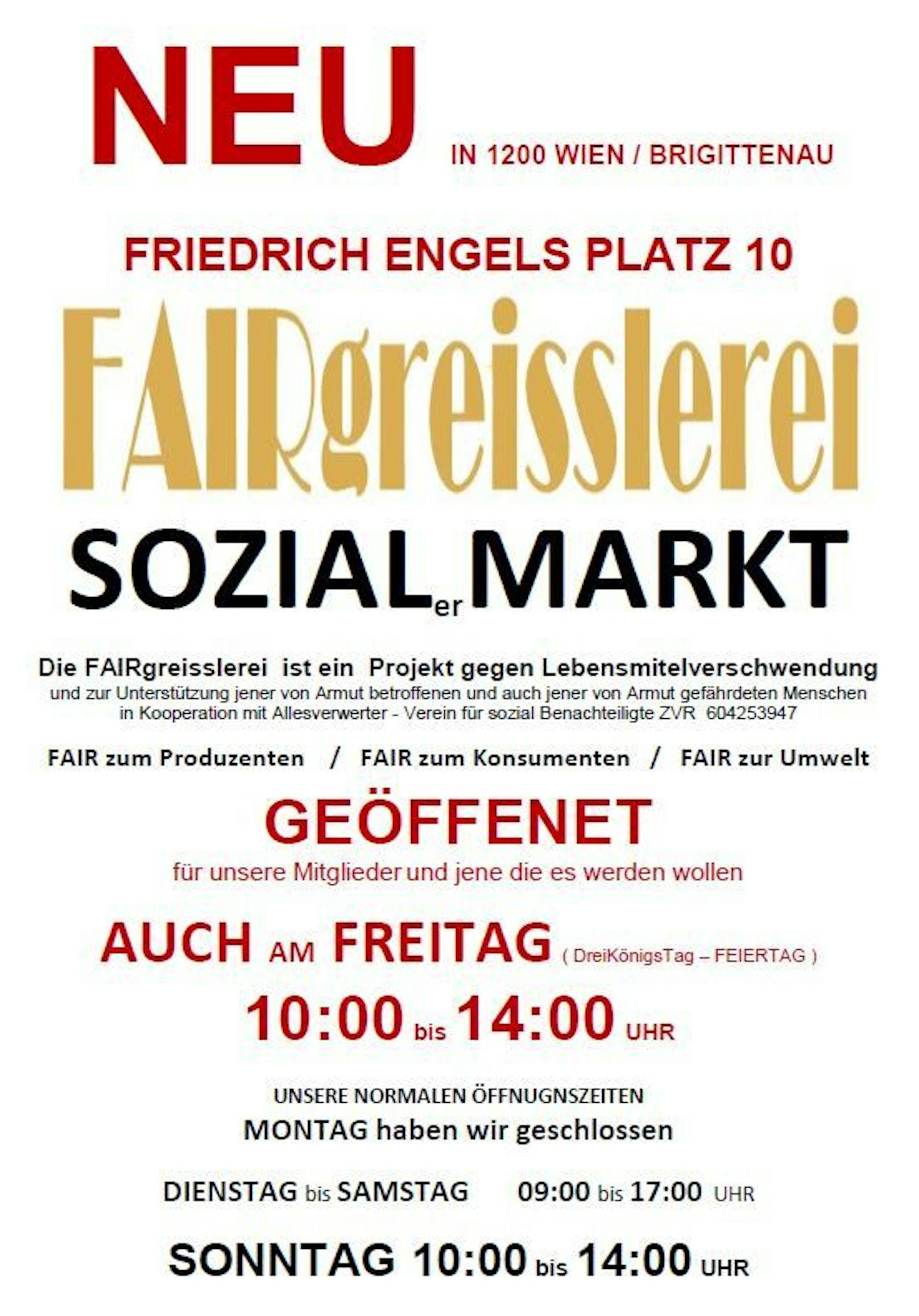 Der neue Sozialmarkt in Wien-Brigittenau wird am Freitag eröffnet.