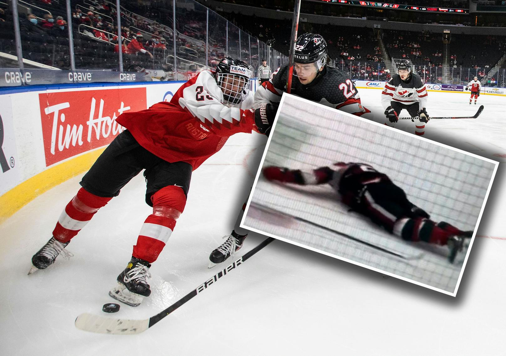 Eishockey-Talent Vinzenz Rohrer blieb nach einem Check regungslos am Eis liegen.