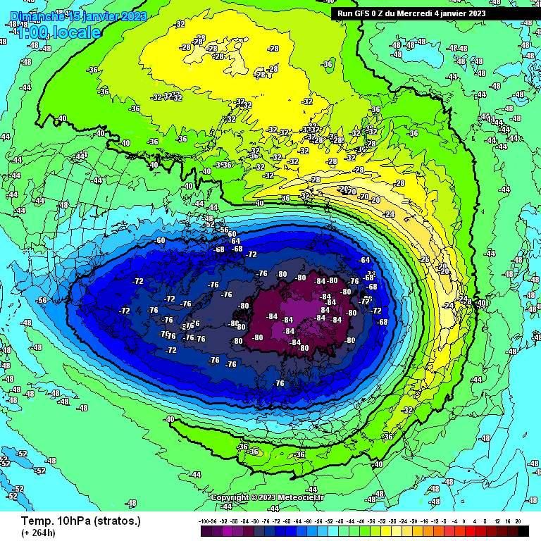 So präsentierte sich der Polarwirbel am 4. Jänner. 