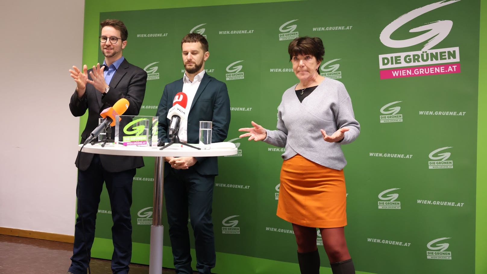 Wiener Grüne: Verkehrssprecher Kilian Stark, Parteichef Peter Kraus, Mobilitätssprecherin Heidi Sequenz.