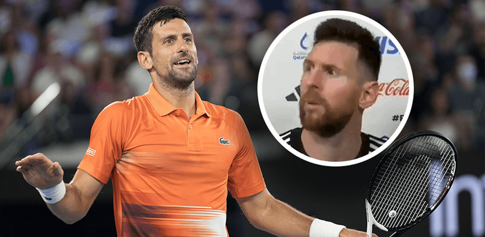 Novak Djokovic parodiert Weltmeister Lionel Messi. 