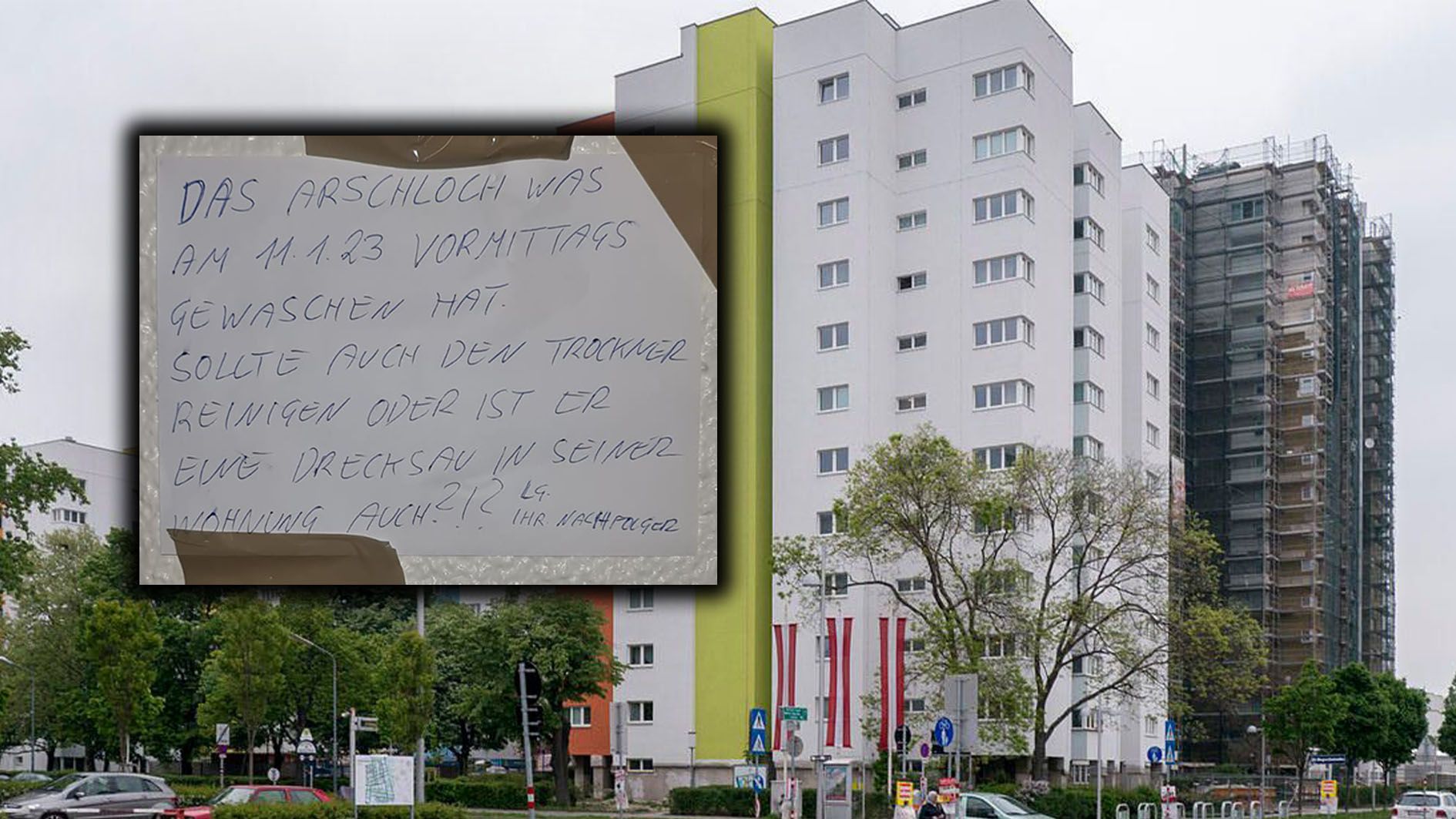 Einem Bewohner der Wiener Großfeldsiedlung hat es wohl endgültig gereicht.