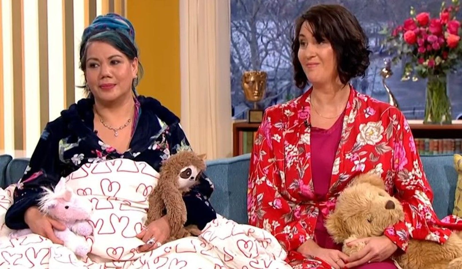 Pascale Sellick (links) mit ihrer Wedding-Planerin (rechts) in der britischen TV-Morgensendung.