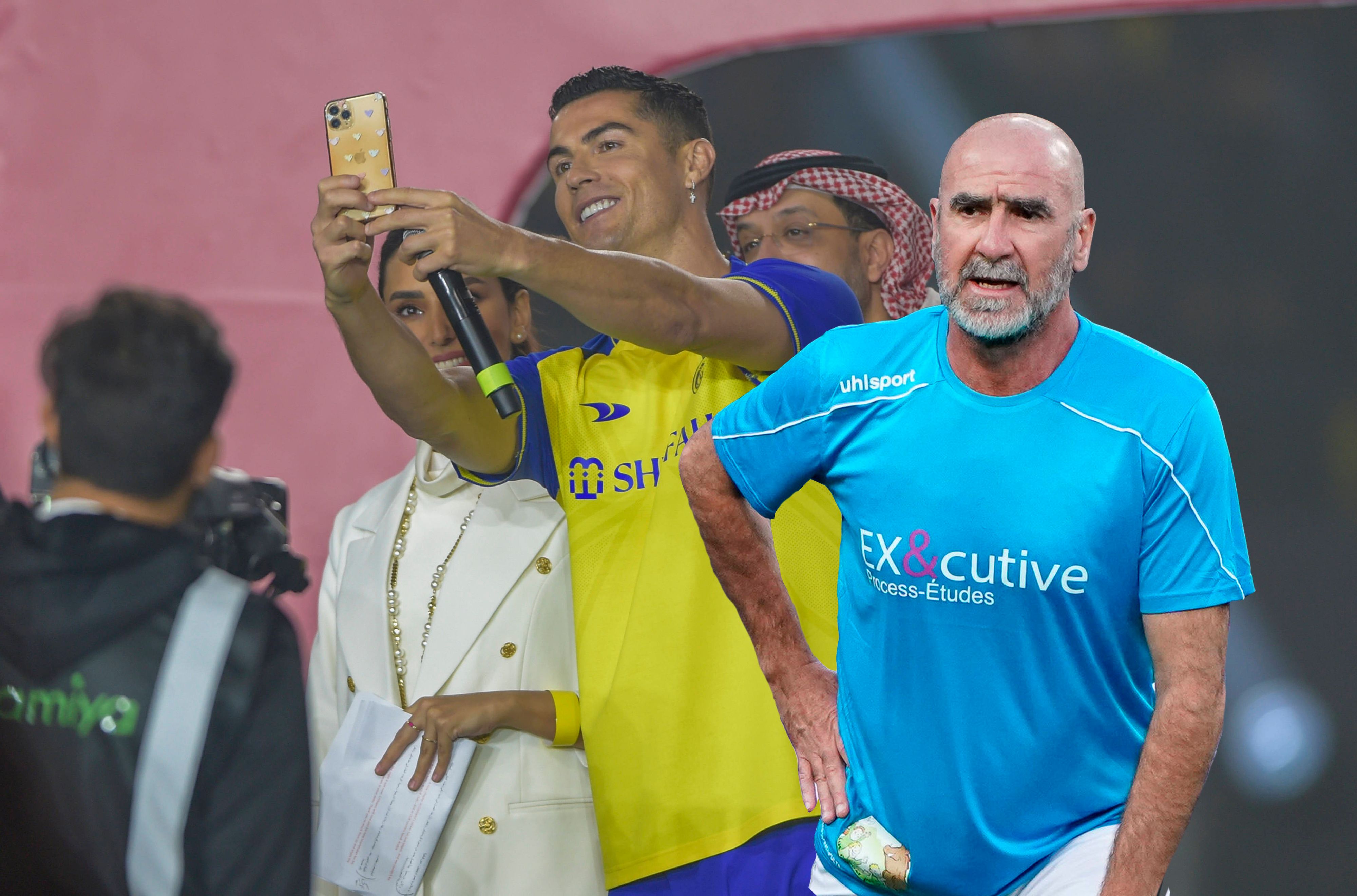 Eric Cantona (r.) versteht Cristiano Ronaldo nicht.