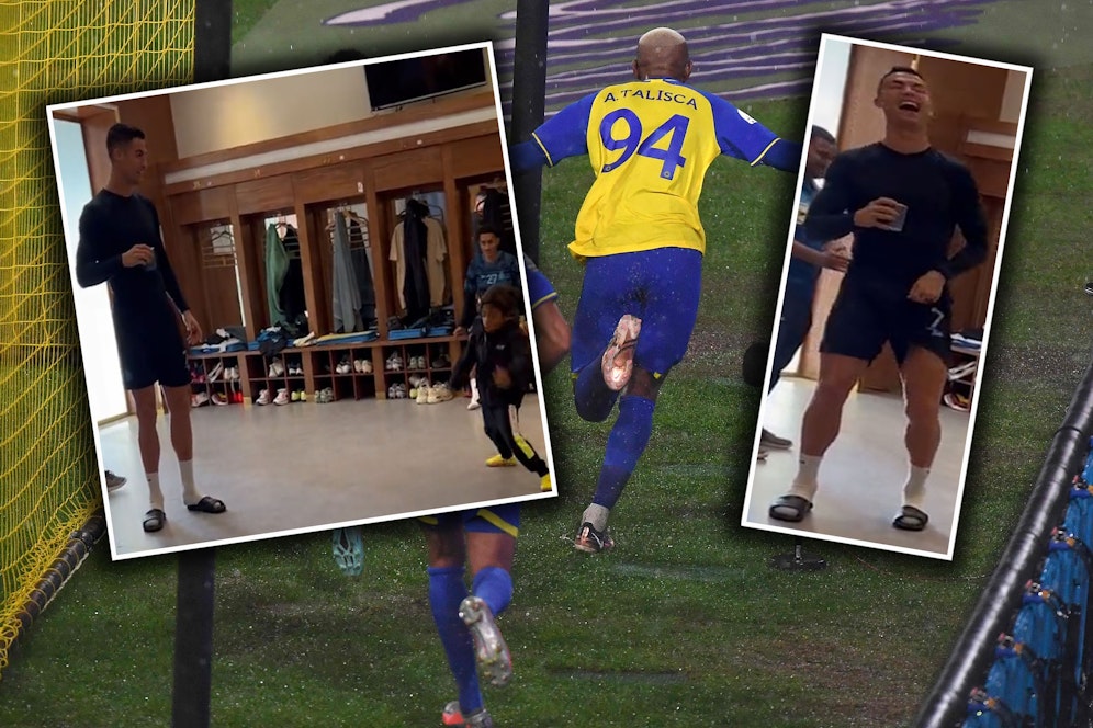 Der Sohn von Talisca bringt Ronaldo zum Lachen.