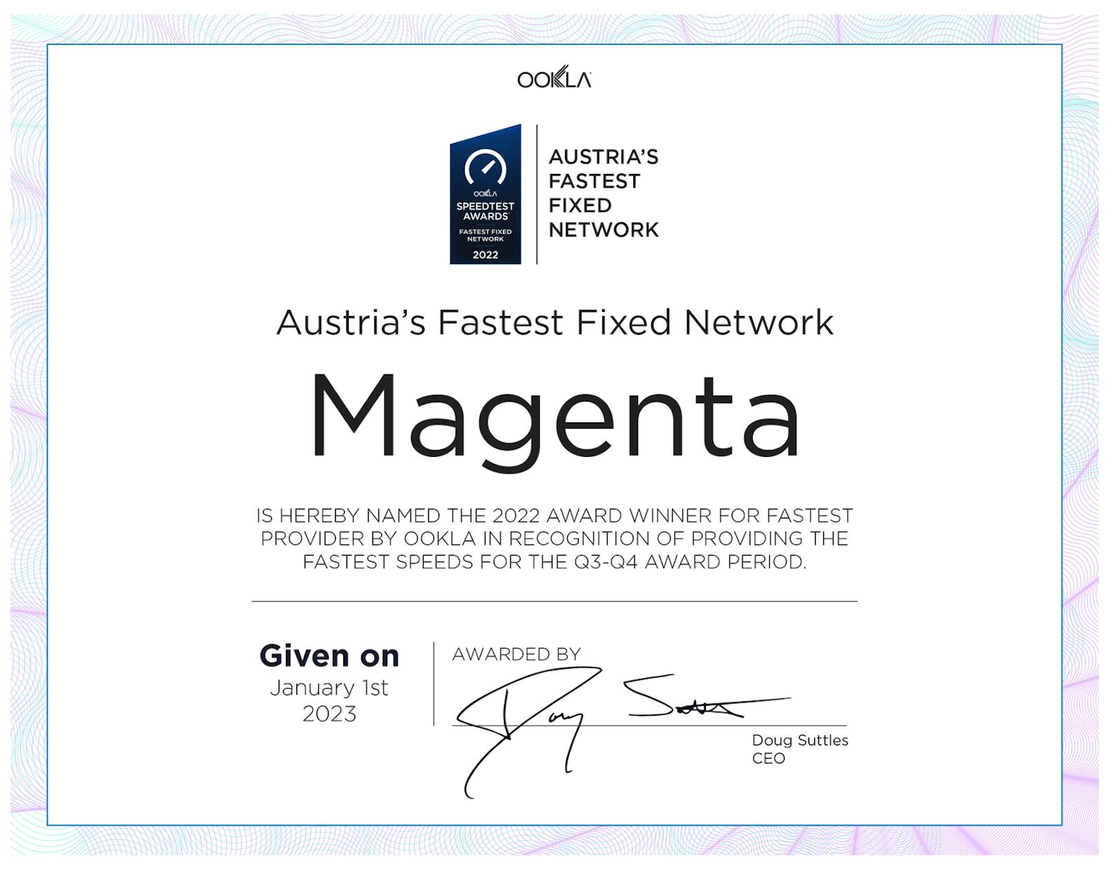Magenta gewinnt Ookla Speedtest Awards.