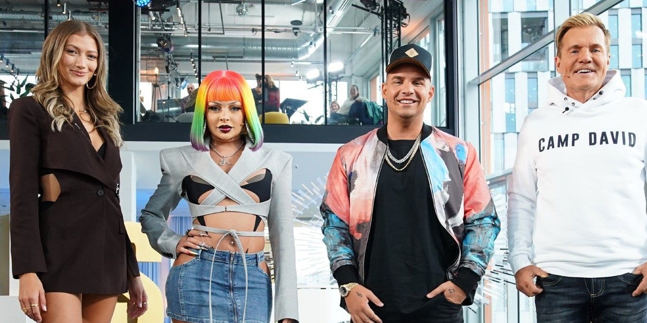 Download von www.picturedesk.com am 16.01.2023 (14:00).  ACT action_40972876 -- Die Jury mit (v.l.) Leony, Katja Krasavice, Pietro Lombardi und Dieter Bohlen. / 140123 - 20230114_PD18185 - Rechteinfo: Rights Managed (RM)