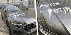Putin-Schergen beschmieren Luxus-SUV in Wien-Fünfhaus