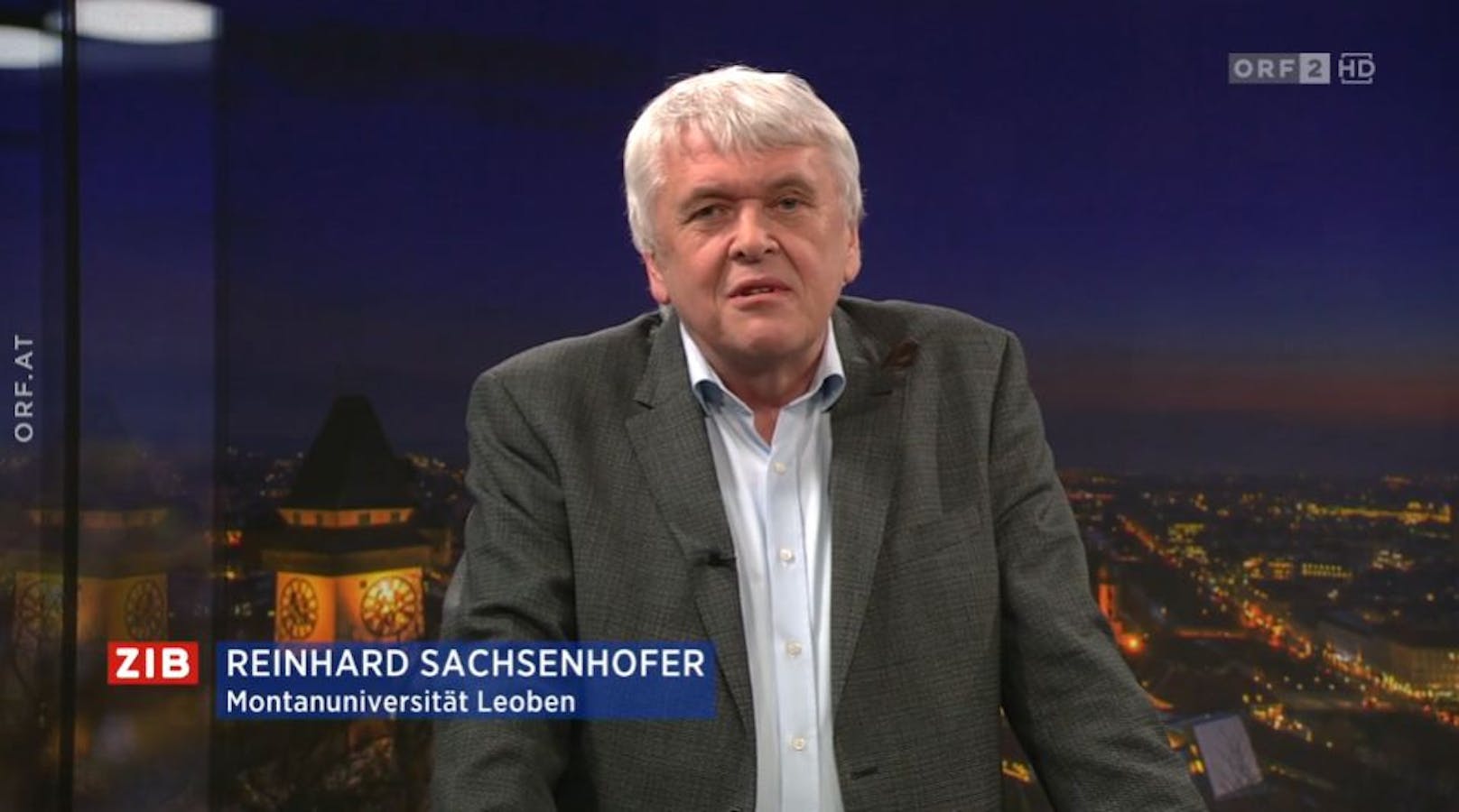 Reinhard Sachsenhofer, Professor für Erdölgeologie an der Montanuniversität in Leoben, in der ZIB2 mit Armin Wolf am 17. Jänner 2022.