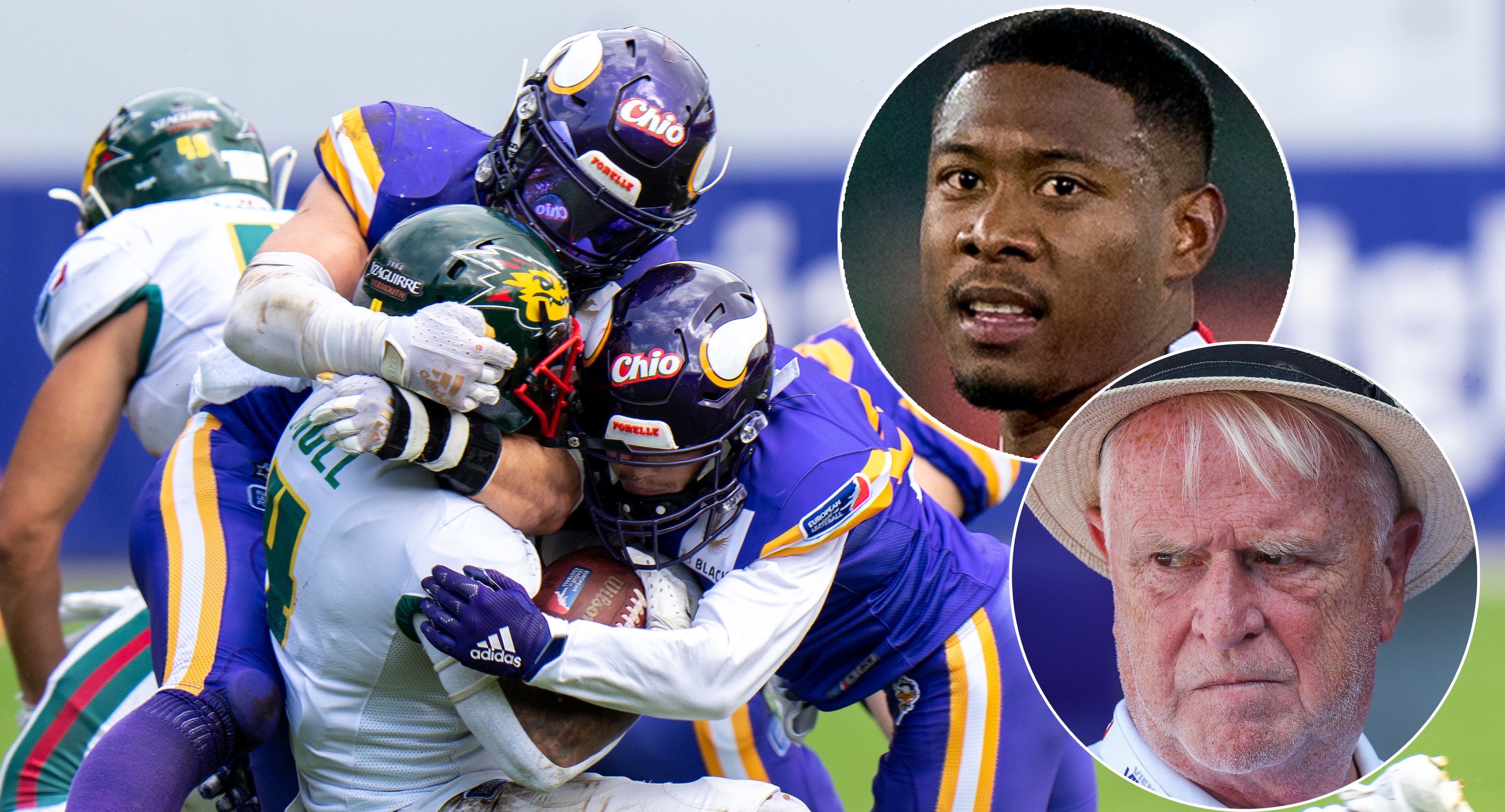 Vikings-Boss Wurm (r.) enthüllt eine pikante Football-Story über David Alaba (o.)