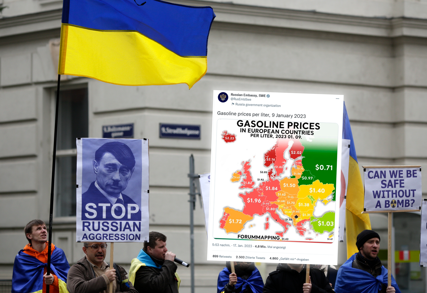 Die Botschaft in Wien (im Foto ein Protest davor) ist bereits in ein Fettnäpfchen getappt. Nun ist es jene in Schweden.