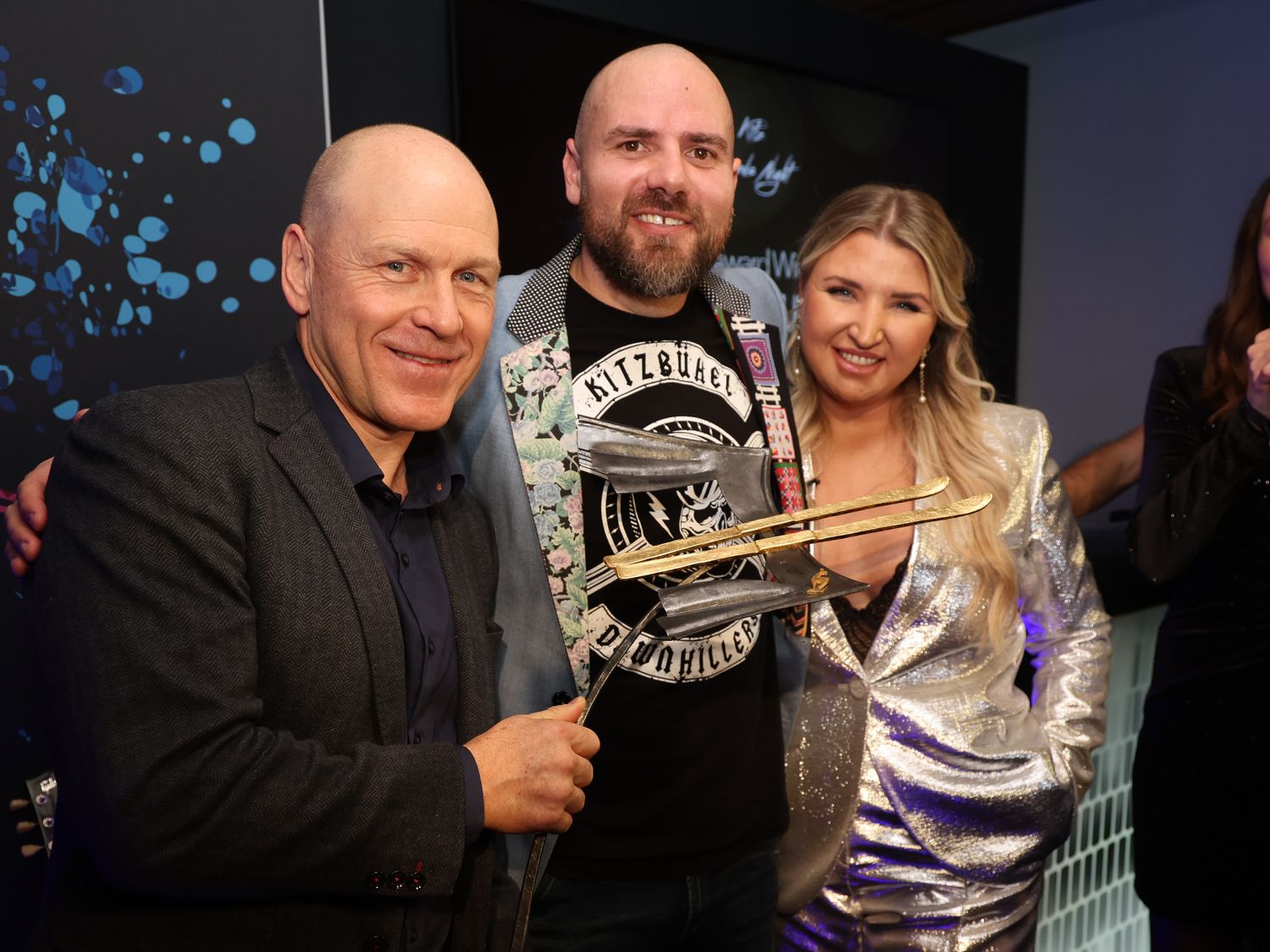 Award-Gewinner Didier Cuche, Jan Hudec und Sophie Hofmann.