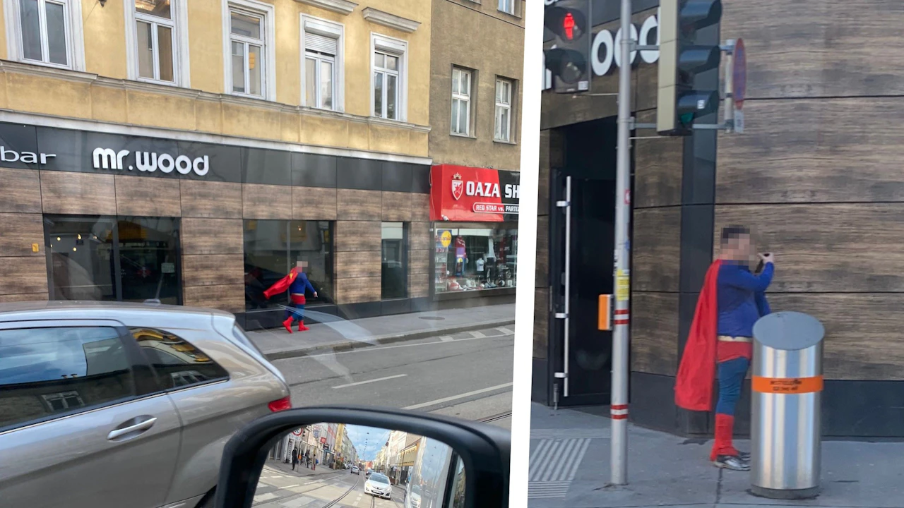 Heute.at - Superman spaziert über Balkan-Meile ins Wochenende