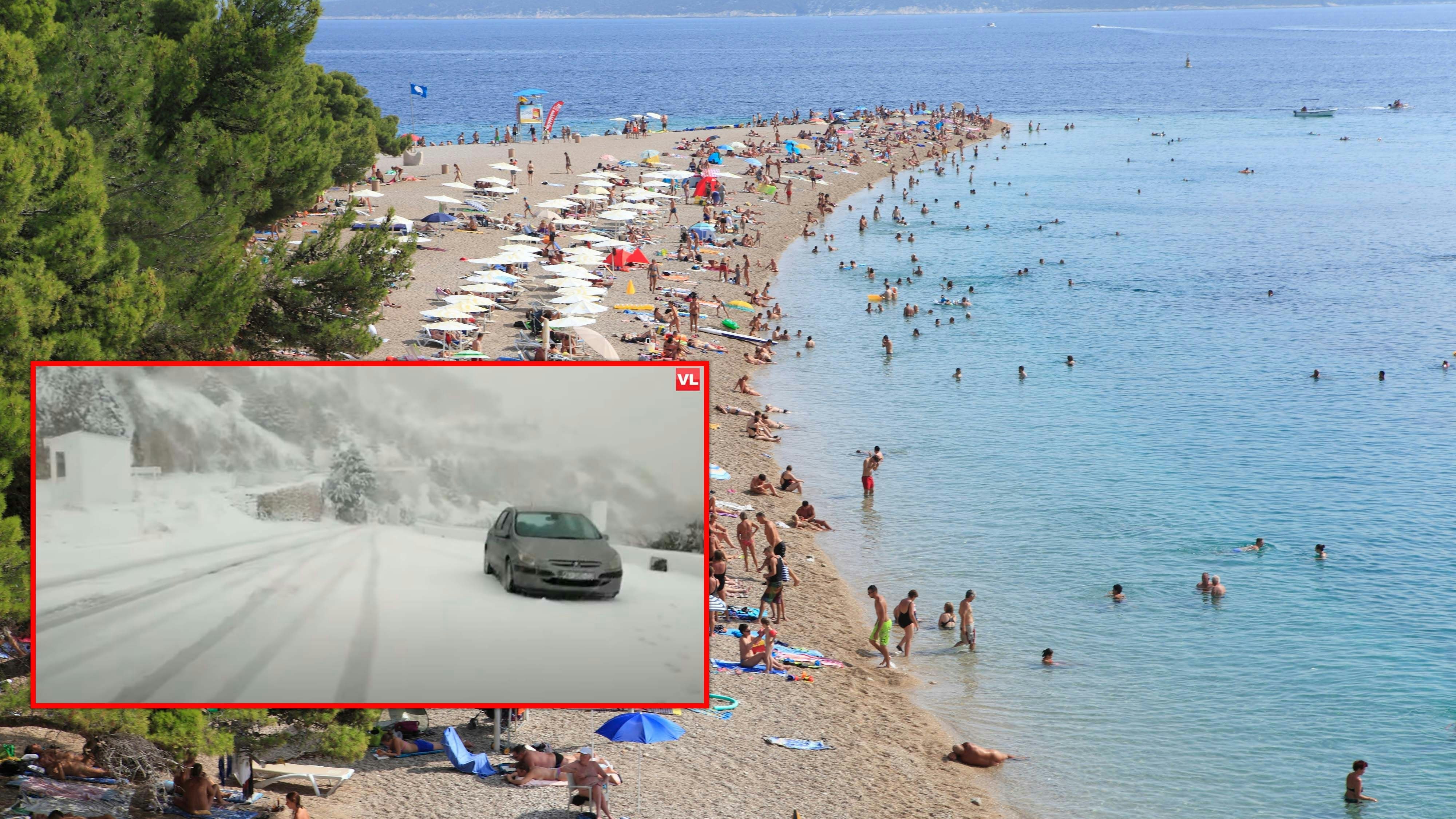 Schnee an der kroatischen Adria-Küste