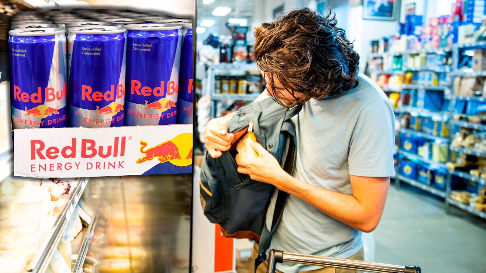 Mann bricht für Redbull und Sandwich in Supermarkt ein