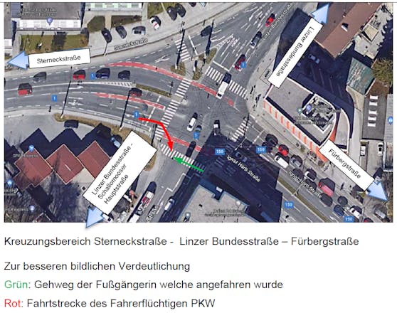 An dieser Kreuzung in Salzburg passierte der Unfall.