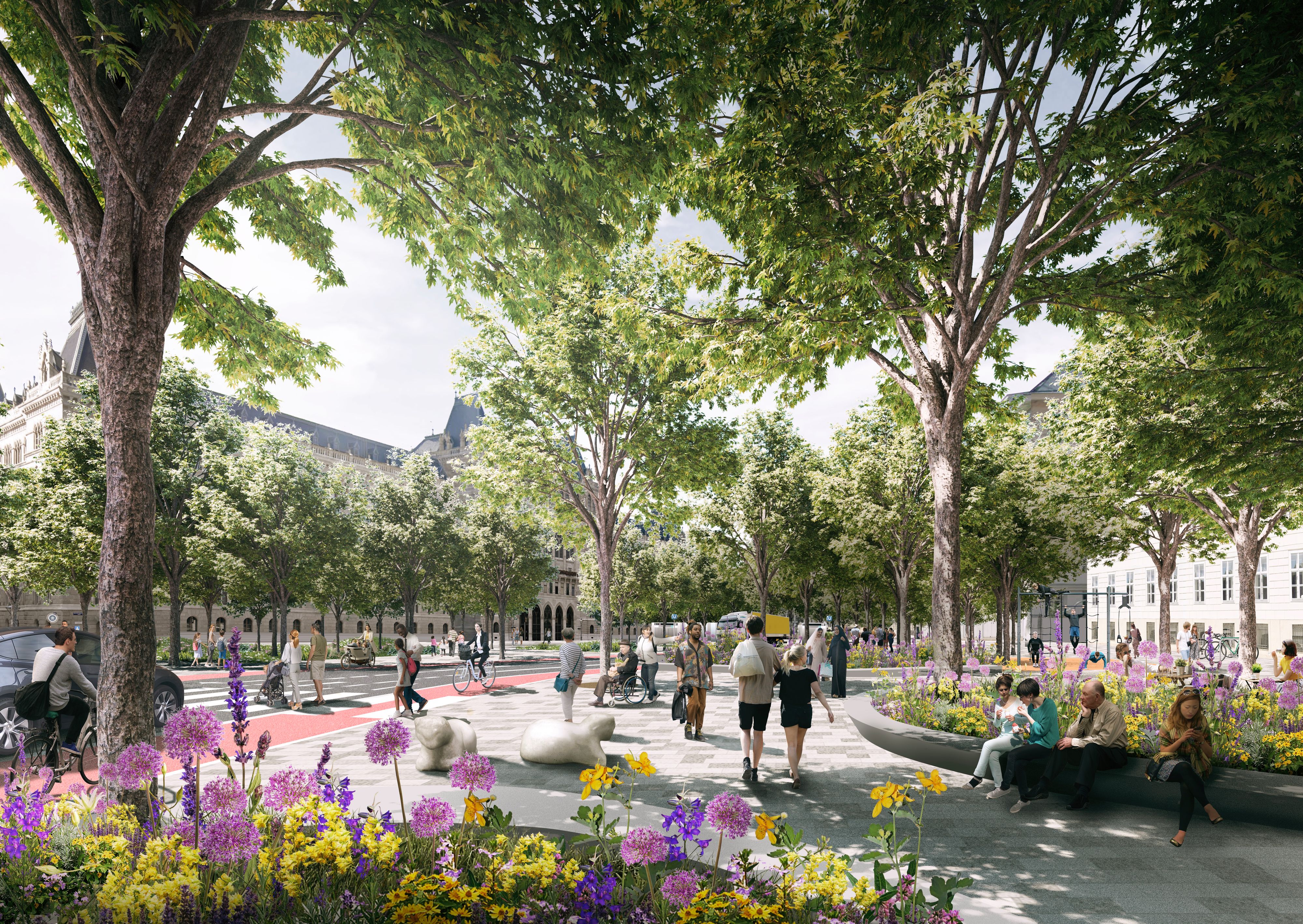 Die Grünen wollen mehr Bäume, Abkühlung und weniger Autos für die Zweierlinie.