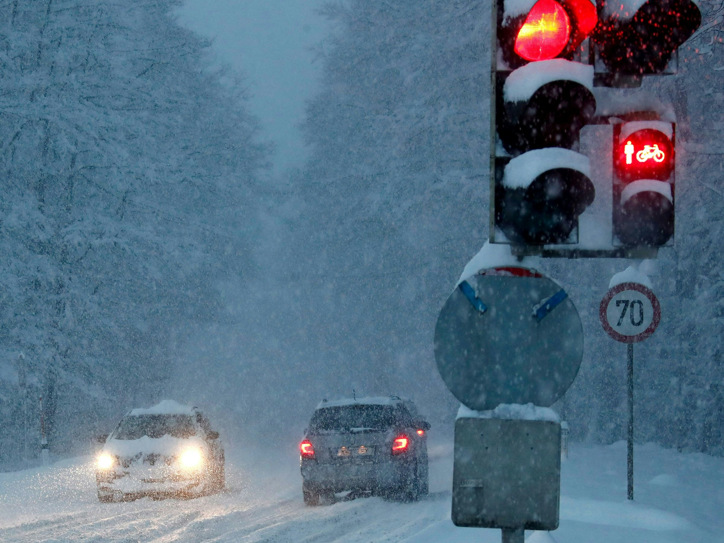 Starker Schneefall in der Stadt Klagenfurt. Archivbild