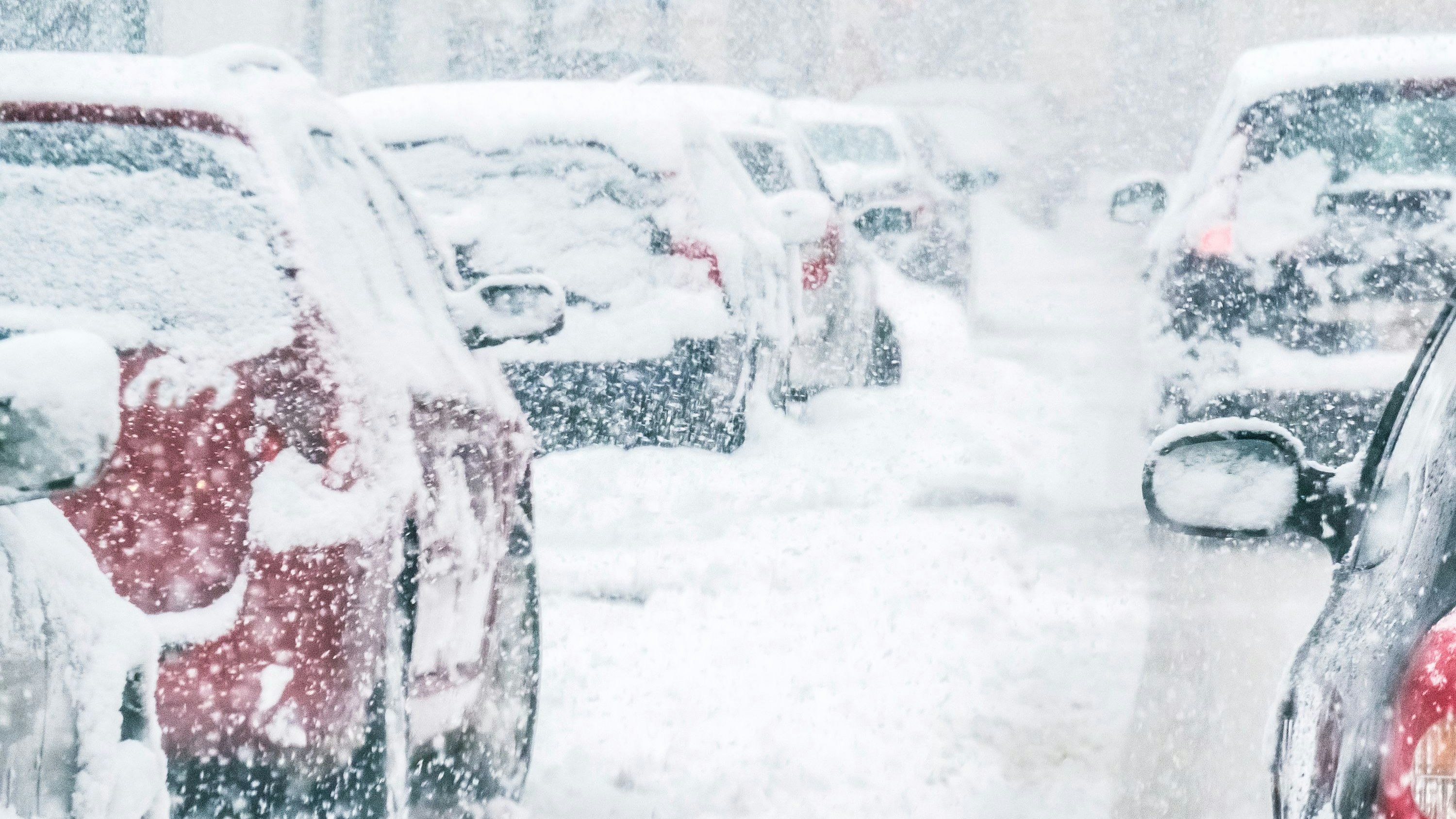 Snowy European day traffic.