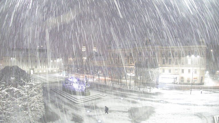 Starker Schneefall im Klagenfurt.