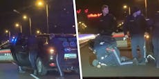 Polizei zieht flüchtenden Mann beim Gürtel aus Auto