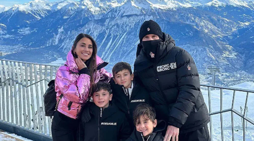 Messi und Familie in Crans Montana