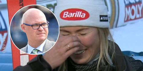 Mikaela Shiffrin beim ORF-Interview, Peter Brunner (l.) übersetzt falsch.