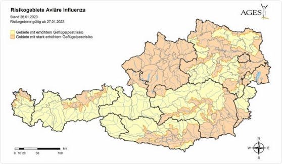 Die Regionen in Österreich, in denen die Gefahr für die Vogelgrippe steigt, werden größer. 