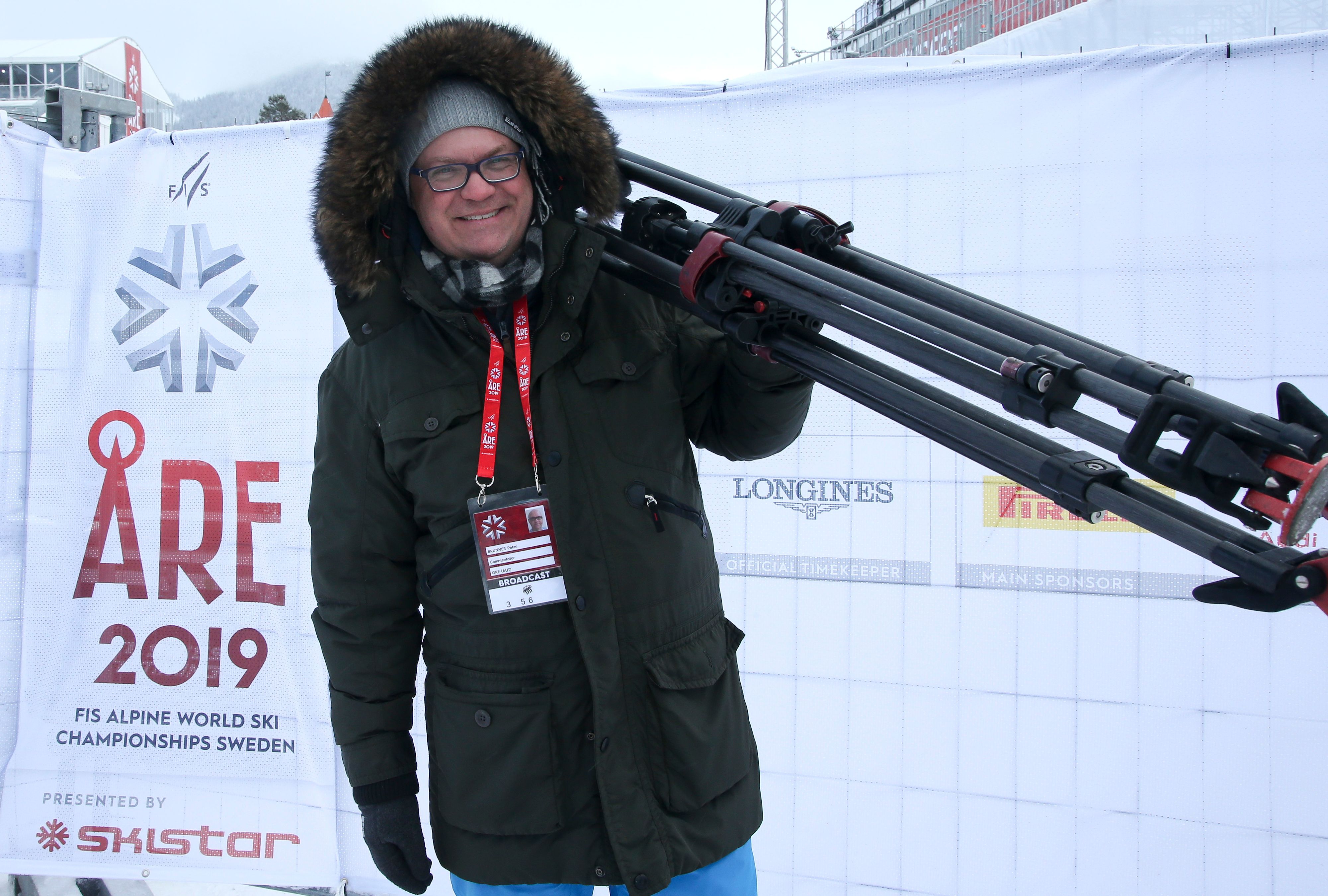 ORF-Sportmoderator Peter Brunner bei der WM 2019 in Are